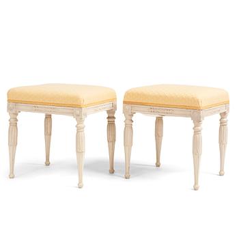 71. A pair of late Gustavian stools, Stockholm, around 1800.