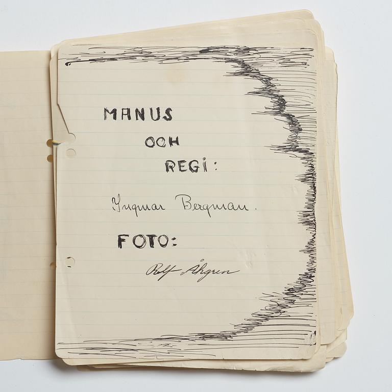 INGMAR BERGMAN, a rare handwritten manuscript from the 1930's containing several photographs.