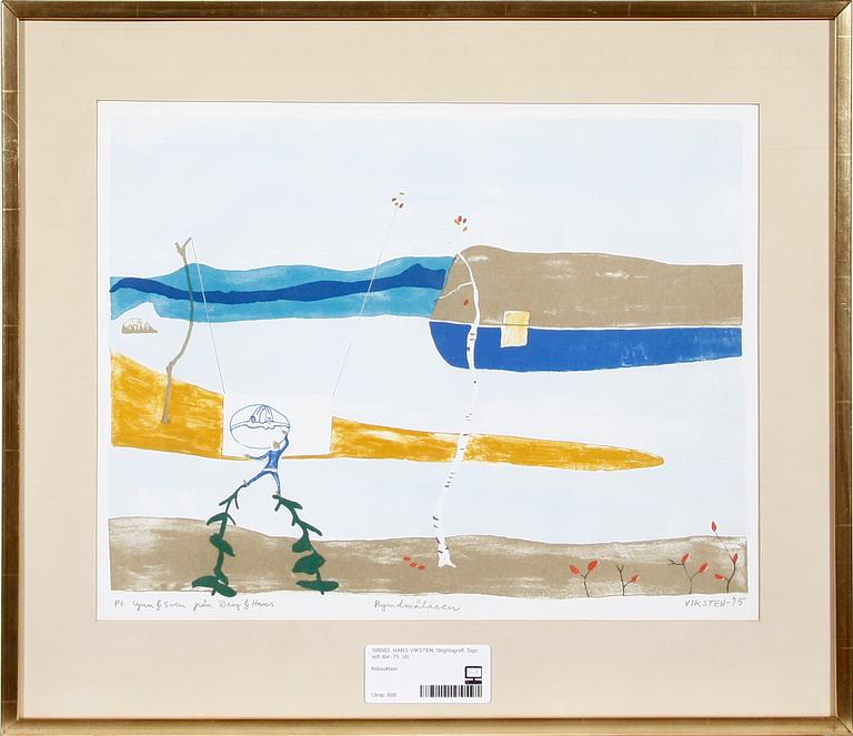 HANS VIKSTEN, färglitografi. Sign och dat -75.
