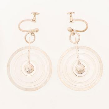 A PAIR OF TAPIO WIRKKALA EARRINGS, "Silver Moon", silver. Kultakeskus, Finland 1972.