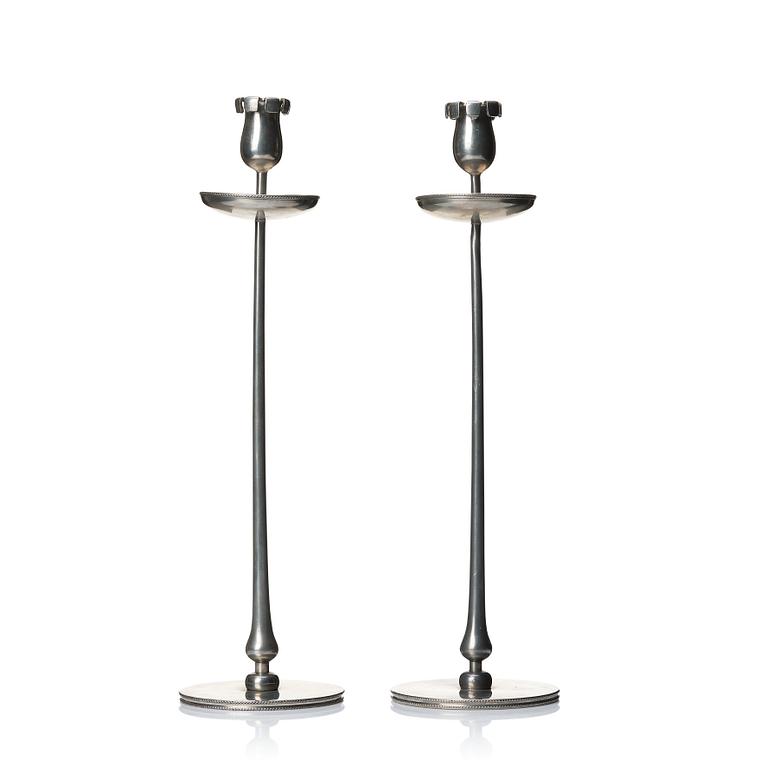 Josef Frank, a pair of pewter candlesticks, Svenskt Tenn, Stockholm 1952 and 1956.