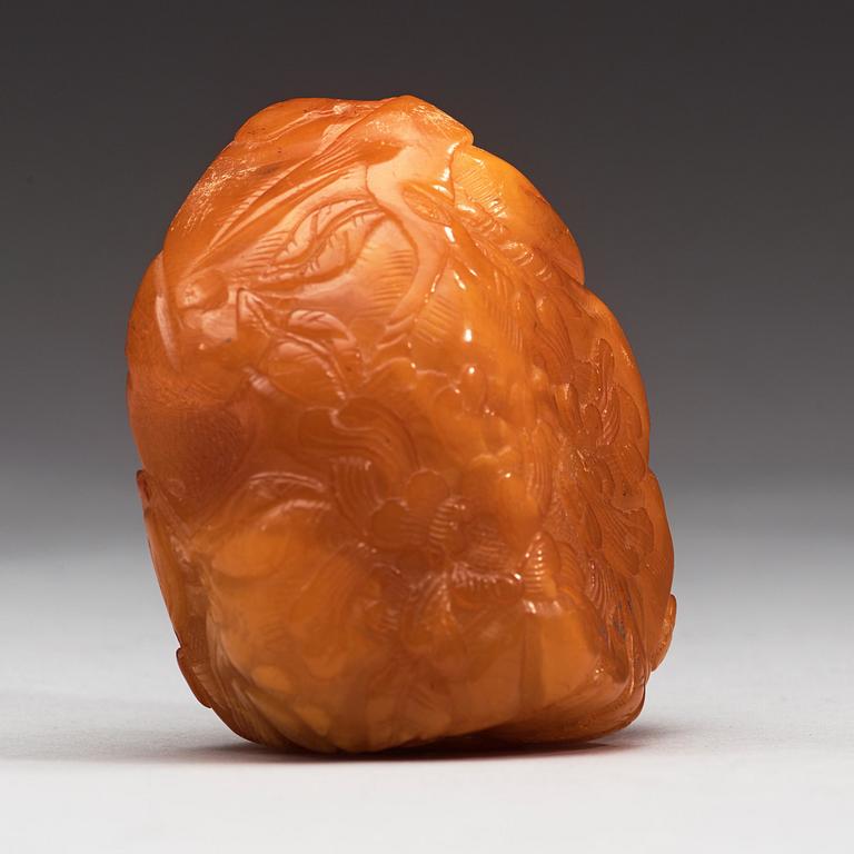 A large piece of sculptured amber, China, presumably first half of 20th Century.