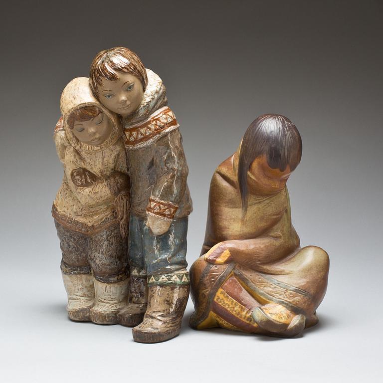 FIGURINER, 2 st, stengods, Lladro.