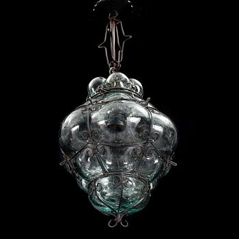 A ceiling glass lamp, Skansens glassworks, mid 20th century.