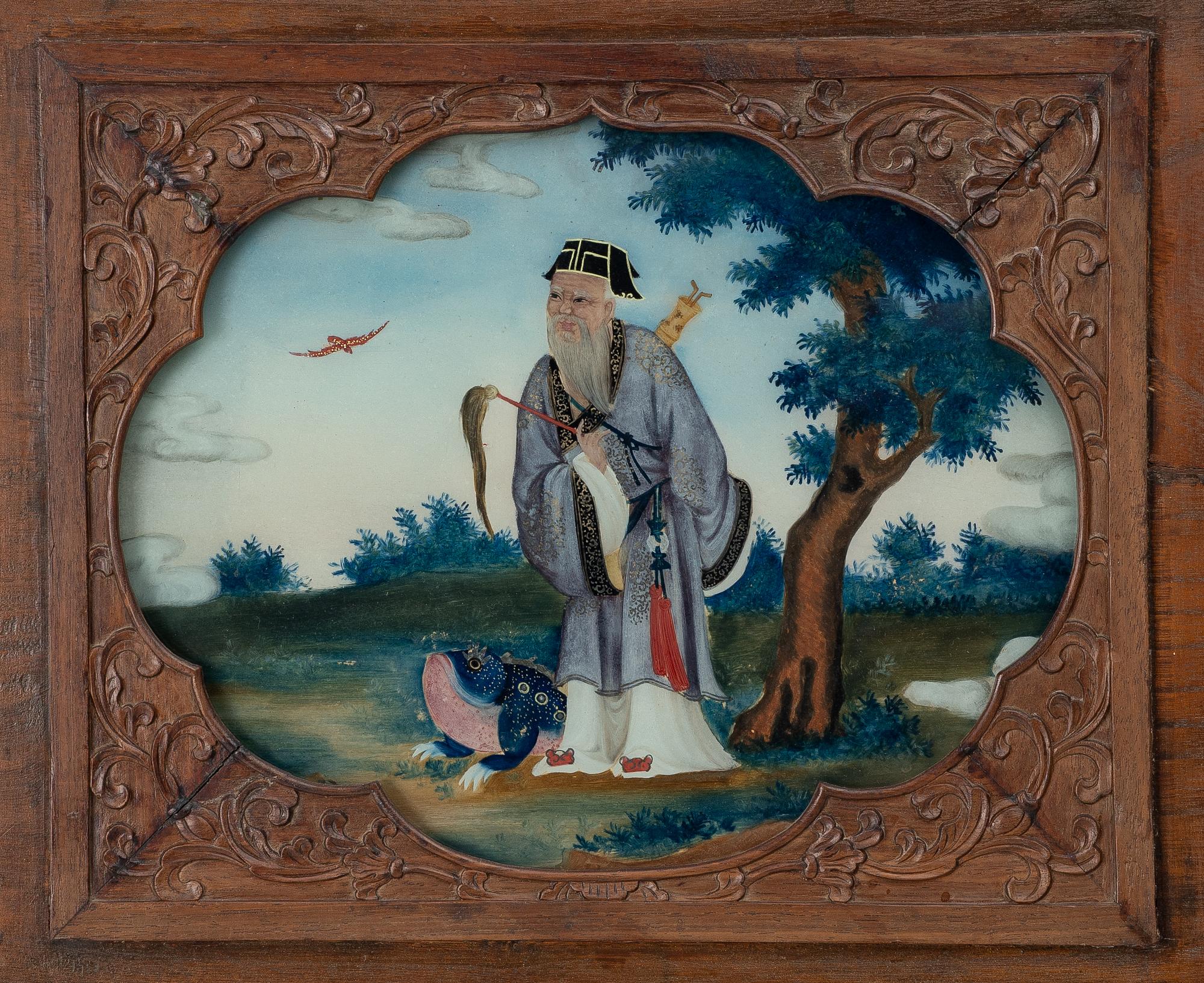 A pair of Chinese reverse glass paintings, 20th century.