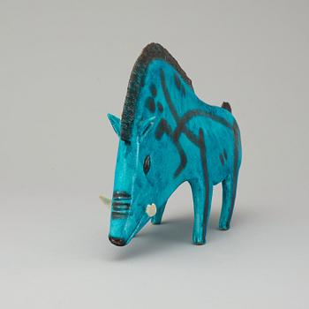 A Bruno Gambone ceramic sculpture of a boar, Italy 1960's.