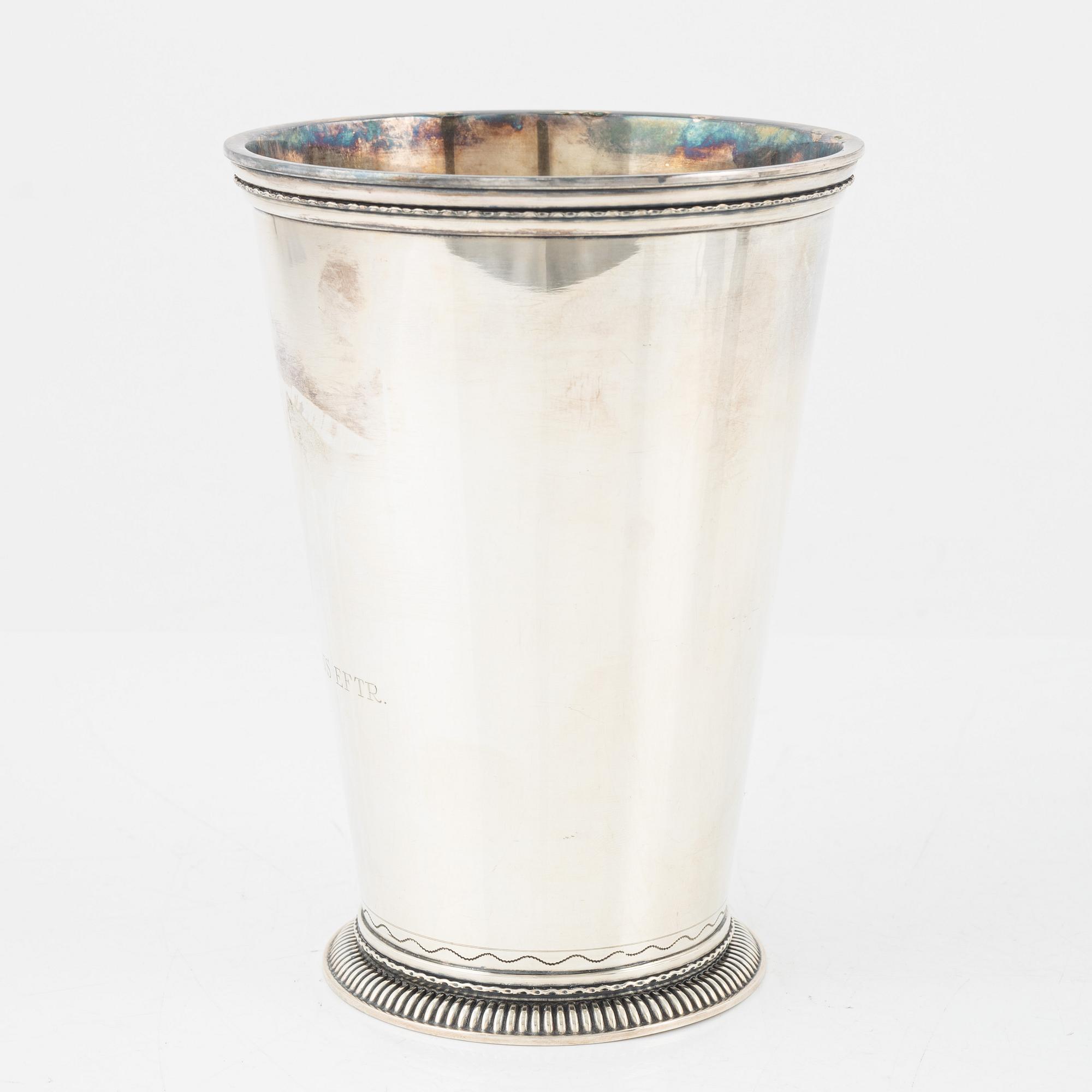 Five silver items, including beaker by Herman Hermansson, Marstrand, Sweden, 1796.
