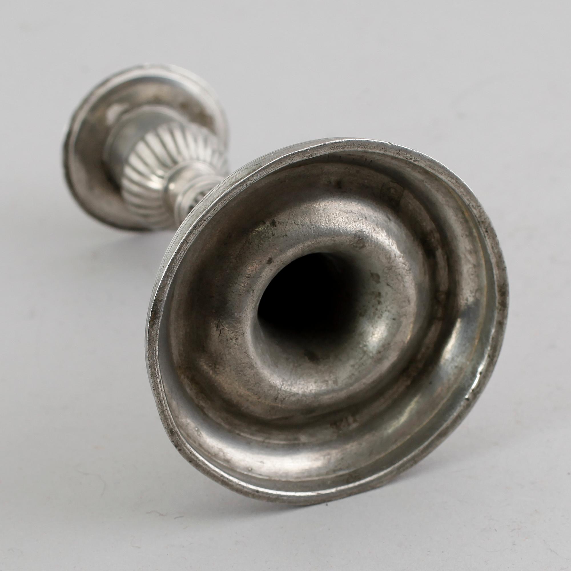 LJUSSTAKE, tenn, Nils Eric Justelius, Eksjö 1850.