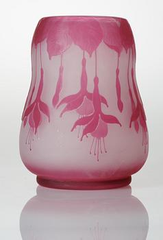 A Karl Lindeberg Art Nouveau cameo glass vase, Kosta.