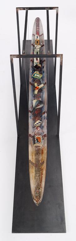 BERTIL VALLIEN, skulptur, båt, "Funnel", Kosta Boda 2004.