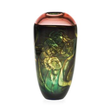 405. An Eva Englund 'graal' glass vase, Orrefors 1990.