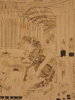 Carl Fredrik Hill, Palace interior with a rearing horse.