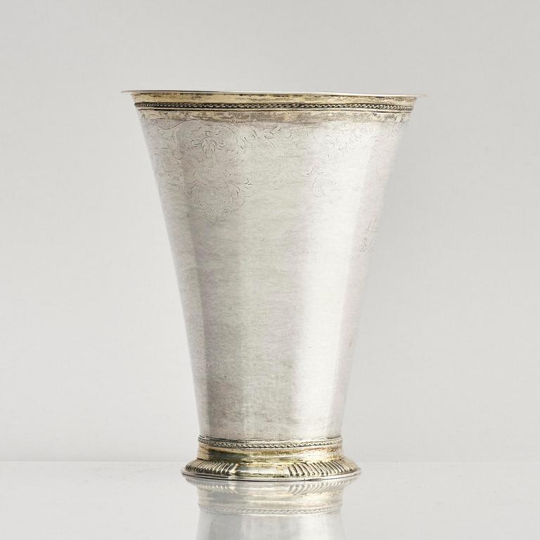 A Swedish 18th century parcel-gilt silver beaker, mark of Christoffer Wasserman, Lindesberg (1734-1770).