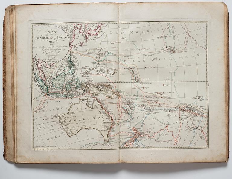 Atlas, Nürnberg 1797. med 34 kolorerade kopparstick.