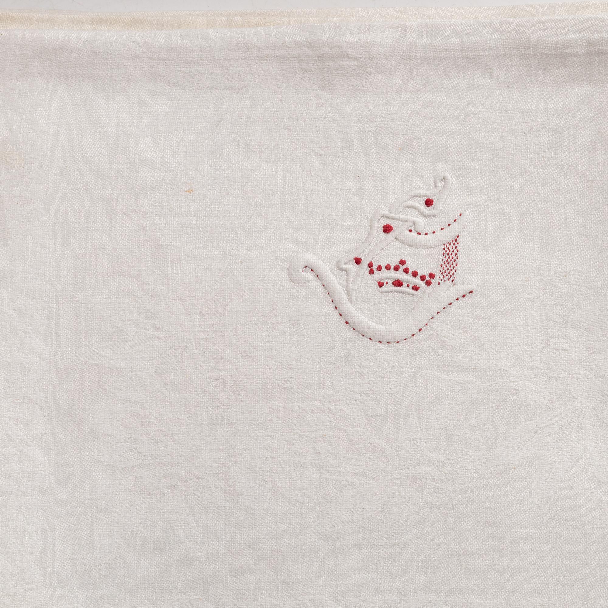 Duk samt 20 servetter, linnedamast, 1900-tal.