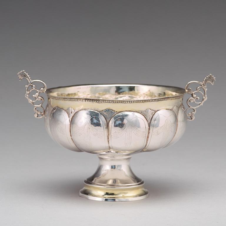 Olof Grubb, brännvinsskål, silver Hudiksvall 1800.