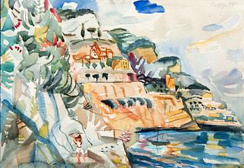 Jules Schyl, akvarell, signerad 1959.