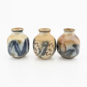 Edgar Böckman,  a set of three stoneware vases signed.