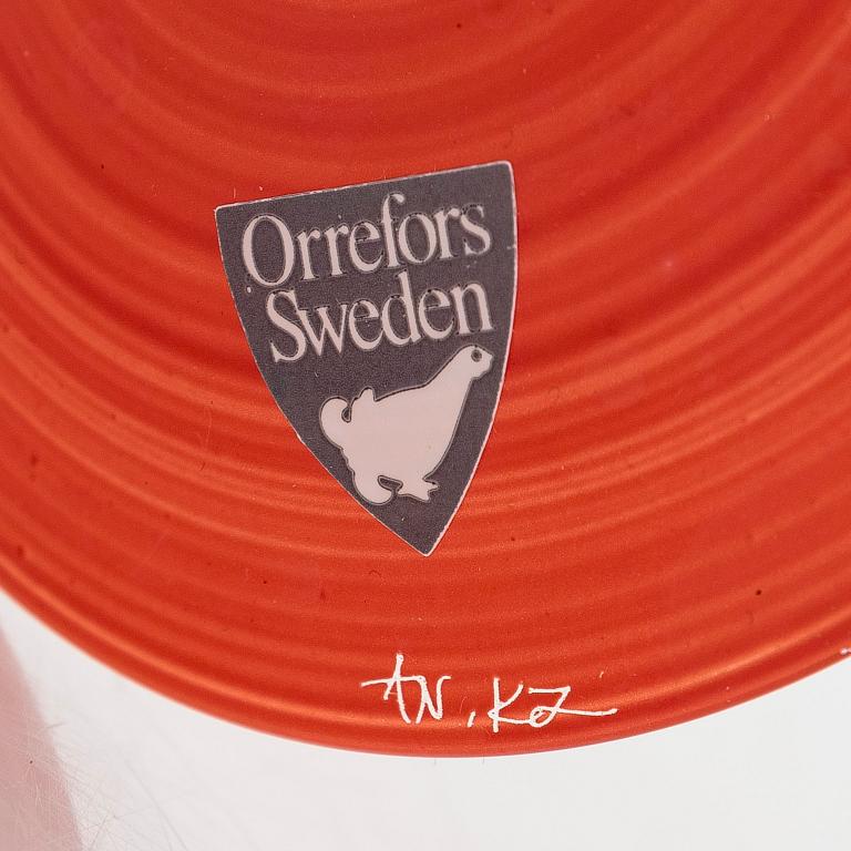 Anne Nilsson, a set of six 'Clown' champagne glasses, Orrefors.