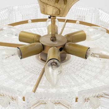 Carl Fagerlund, a glass and brass ceiling light, Orrefors.