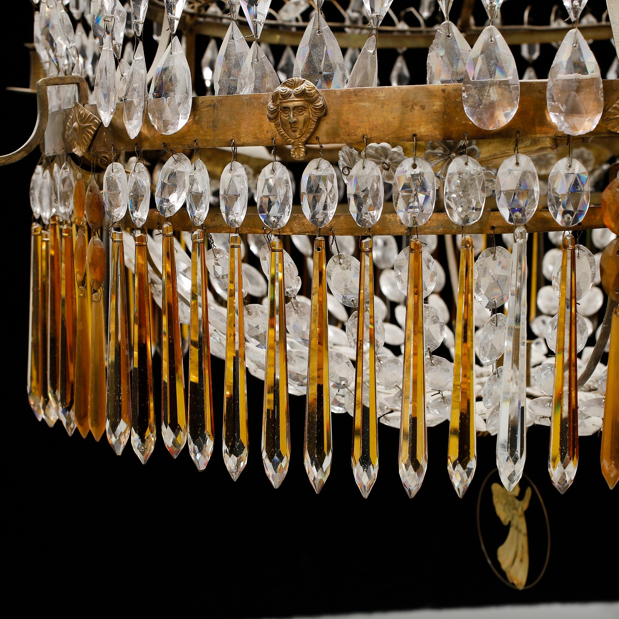 A late Gustavian early 19th century seven-light chandelier.
