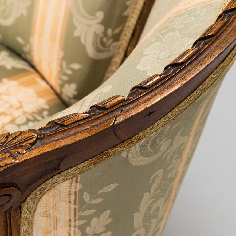 Bergere, fåtölj, Louis XVI-stil, Frankrike, omkring 1900.