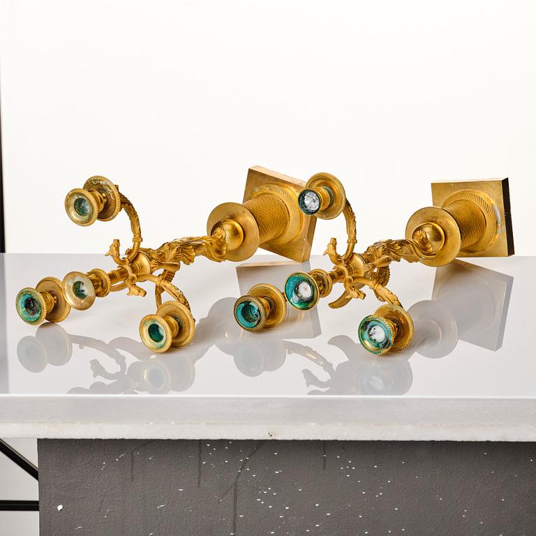 A pair of Empire candelabras for four lights, beginning of the 19th century.