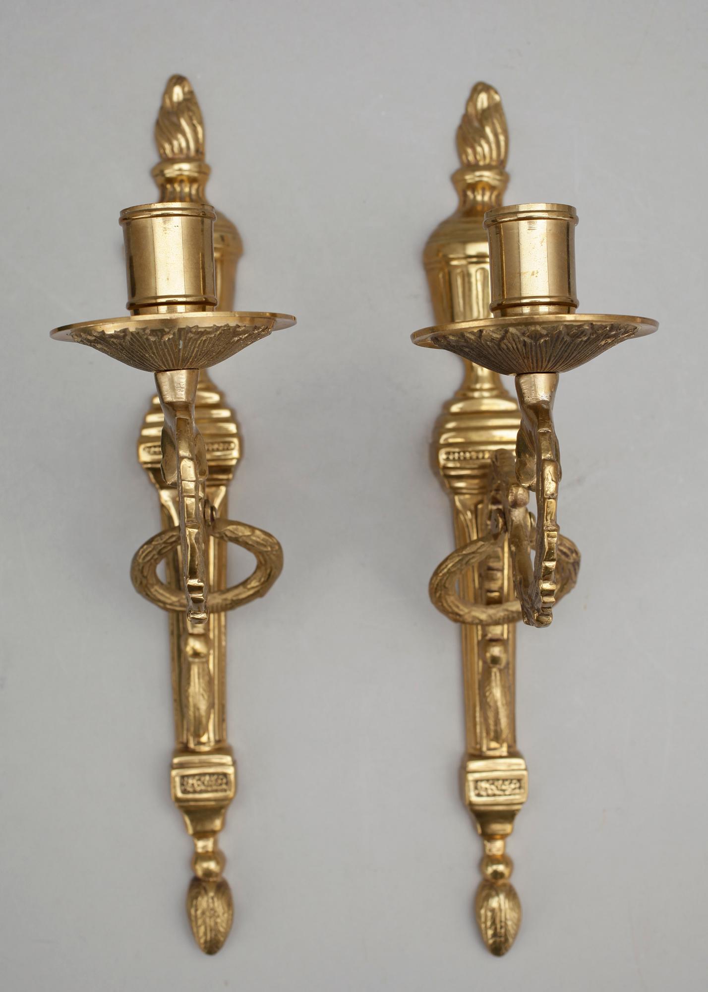 VÄGGLAMPETTER, 1 par, mässing, "Törne", Ikeas 1700-tals serie.
