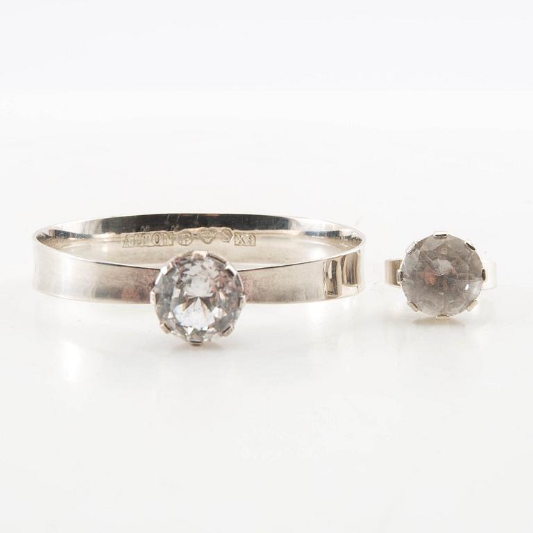 Ring samt armband Alton silver och bergkristall Falköping 1972.