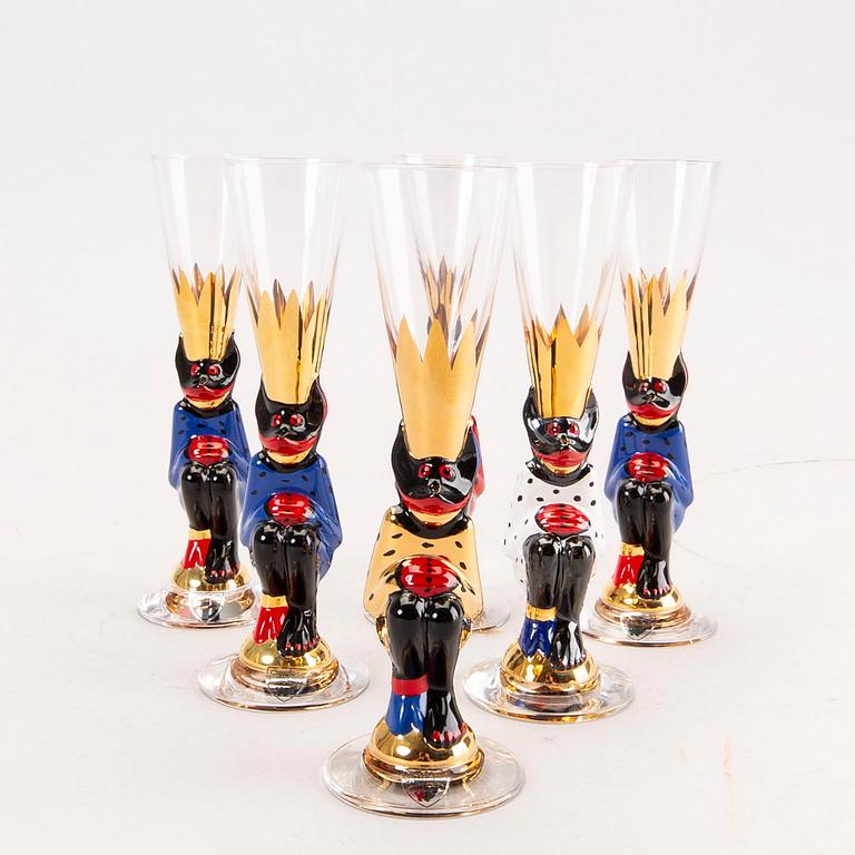 A set of six Gunnar Cyrén snaps glasses from Nobelservisen Orrerfors later part of the 20th century.