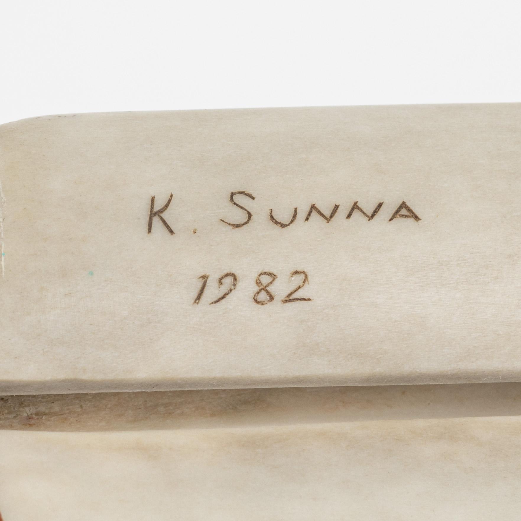Knut Sunna, a large reindeer horn knife. signed and dated 1982.