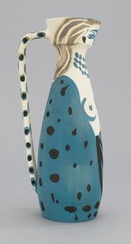 A Pablo Picasso "Femme" faience jug, Madoura, France 1955.