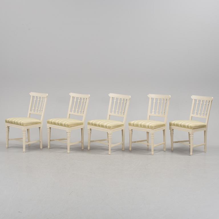 A set of five early 1800s chairs.