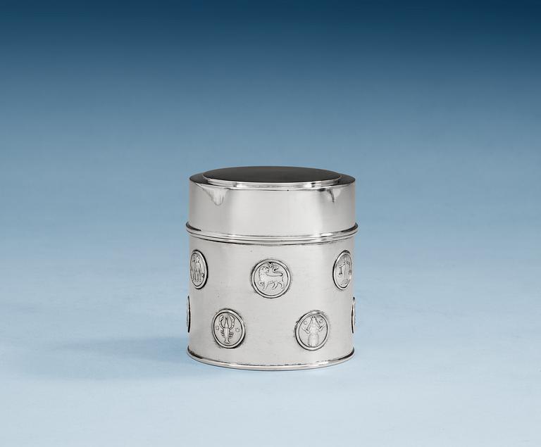 A W.A. Bolin sterling jar with cover, Stockholm 1952.
