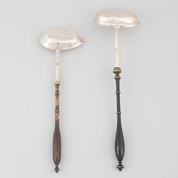 Two silver soup ladles, Sweden 19th Century.