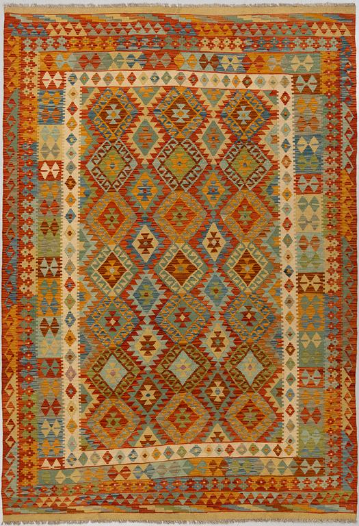 A carpet, kilim, around 297 x 207 cm.