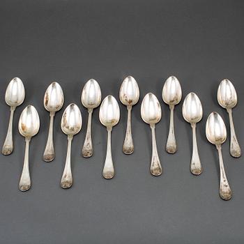 Gustaf Möllenborg, matskedar 12 st, silver, Stockholm 1897.