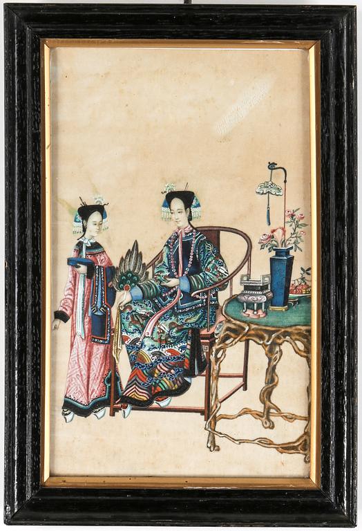 OKÄND KONSTNÄR, gouache på märgpapper, Kina, 1800-tal.