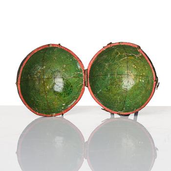 Reseglob med etui, av T. Harris & Son (globfabrikörer verksamma i London, 1802-1907), daterad 1812.