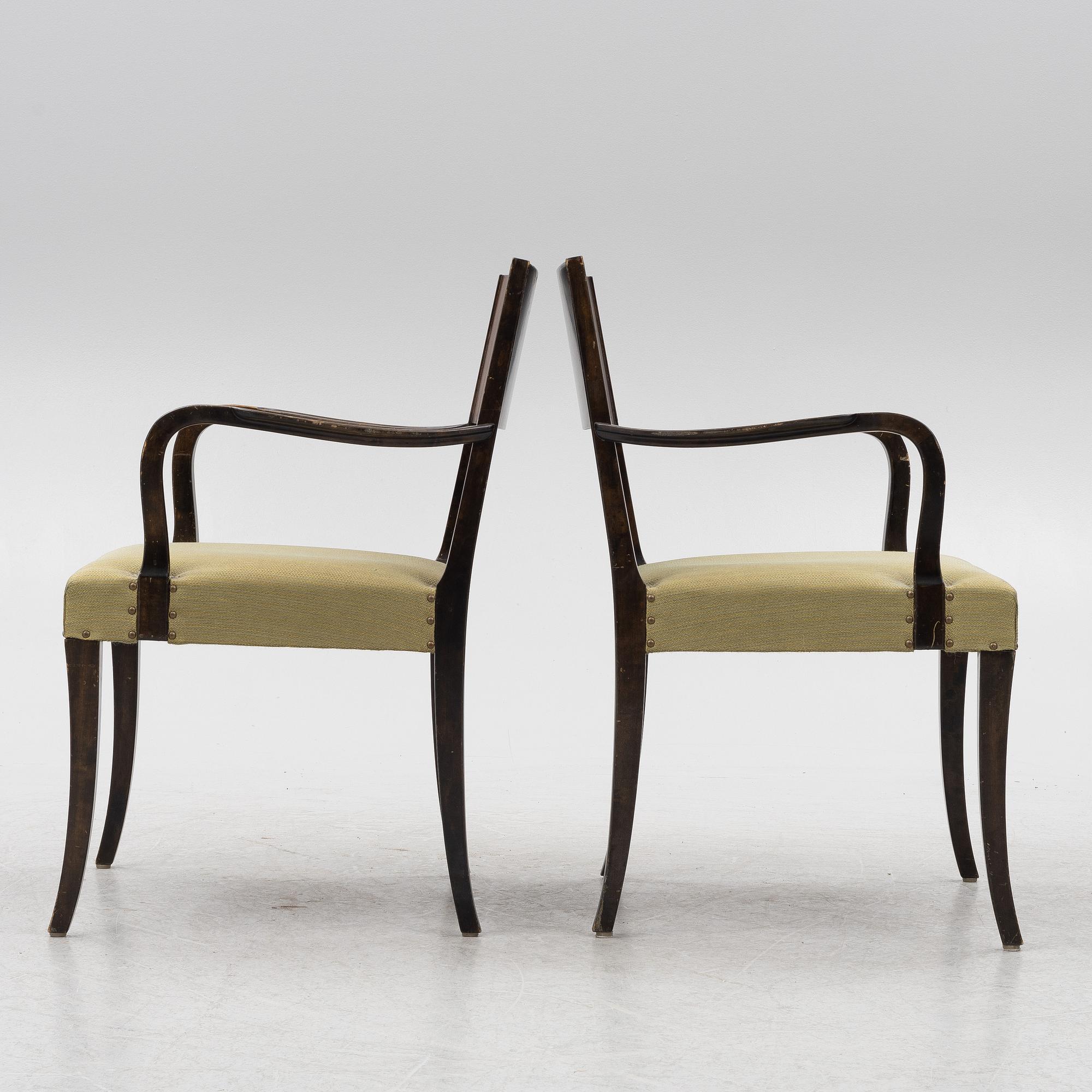 A pair of 'Rosenborg' Swedish Grace armchairs, Seffle Möbelfabrik, 1920s/30s.