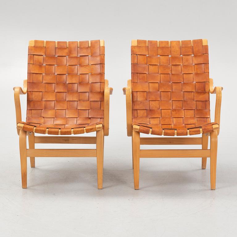 Bruno Mathsson, a pair of 'Eva' armchairs, Firma Karl Mathsson, Värnamo, Sweden, 1976.