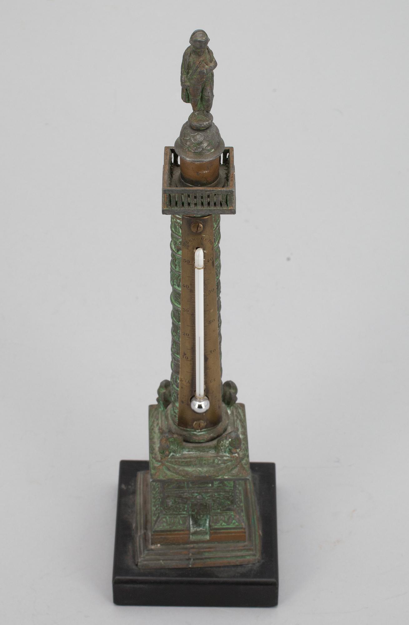 TERMOMETER / SOUVENIR, patinerad brons, Paris Frankrike 1800-tal.