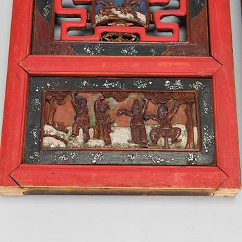 Paneler, ett par, trä, Kina, sen Qingdynasti, 1800/1900-tal.