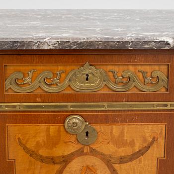 A Gustavian style chest of drawers, mid 20th Century.