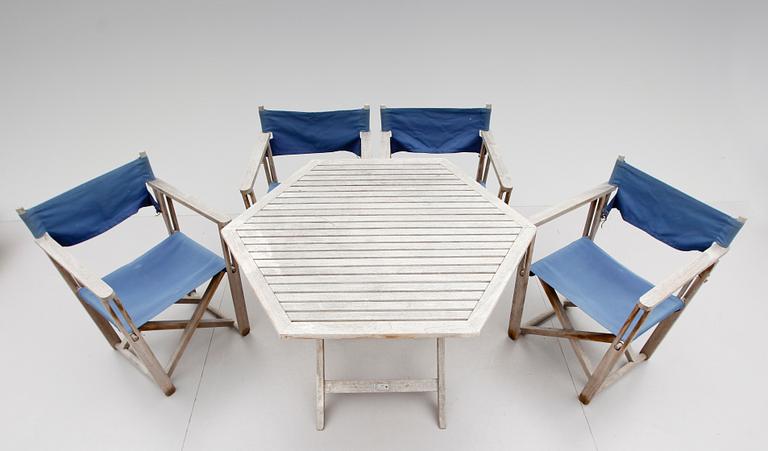 TRÄDGÅRDSMÖBEL, 5 delar, "På Kryss" Björn Hultén, samt "Viken", Gunnila Norin, 1900-talets andra hälft.