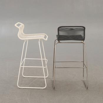 A set of two Verner Panton Tivoli bar stools 21st century.