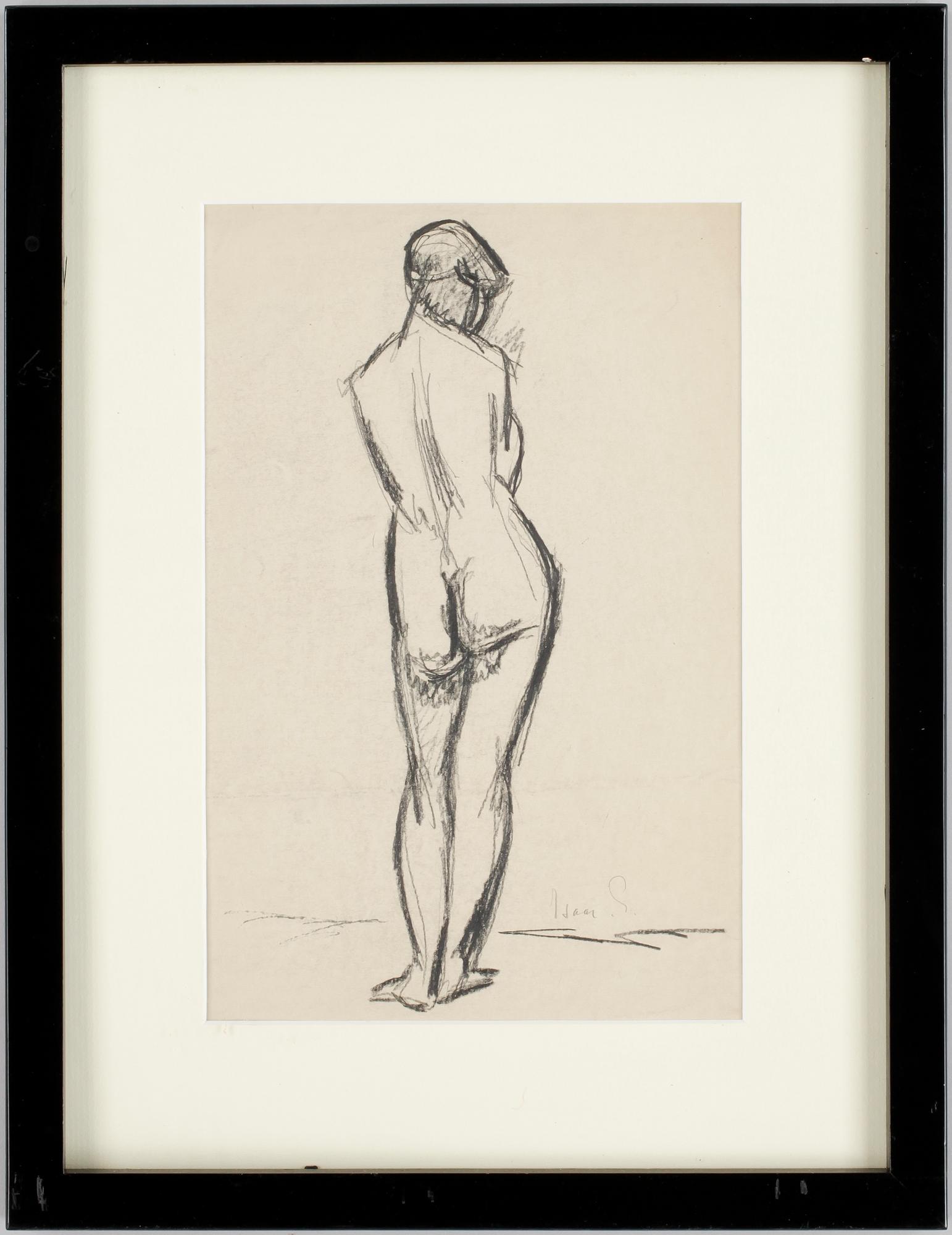 ISAAC GRÜNEWALD, kolteckning. Sign. Trol 1910-tal.