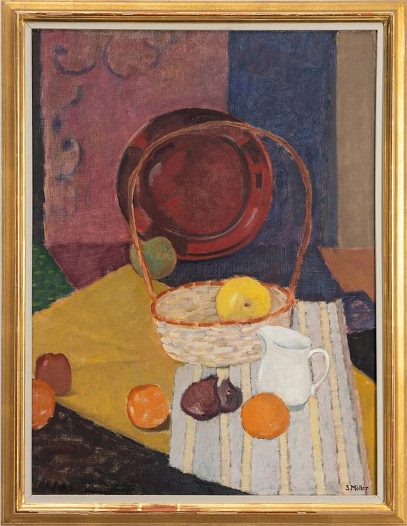 Sigurd Möller, "Fruktkorg och röd glastallrik".