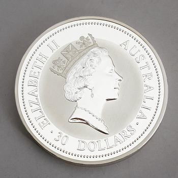 SILVERMYNT, 30 dollars, Elizabeth II, Australien, 1995. Vikt 1 kg.