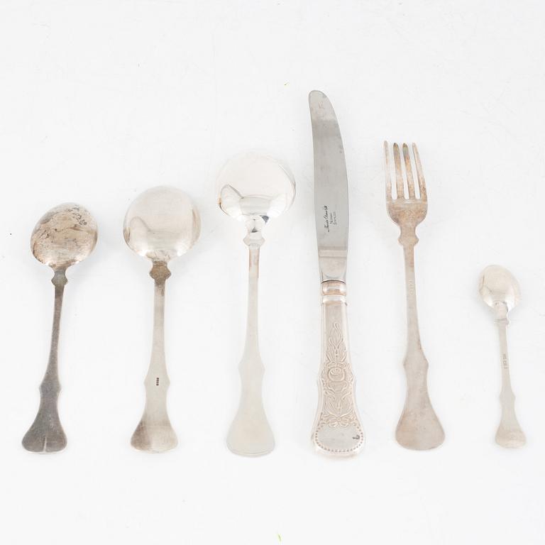 Magnus Aase, mostly, a 53-piece silver flat ware set, Bergen, Norway.